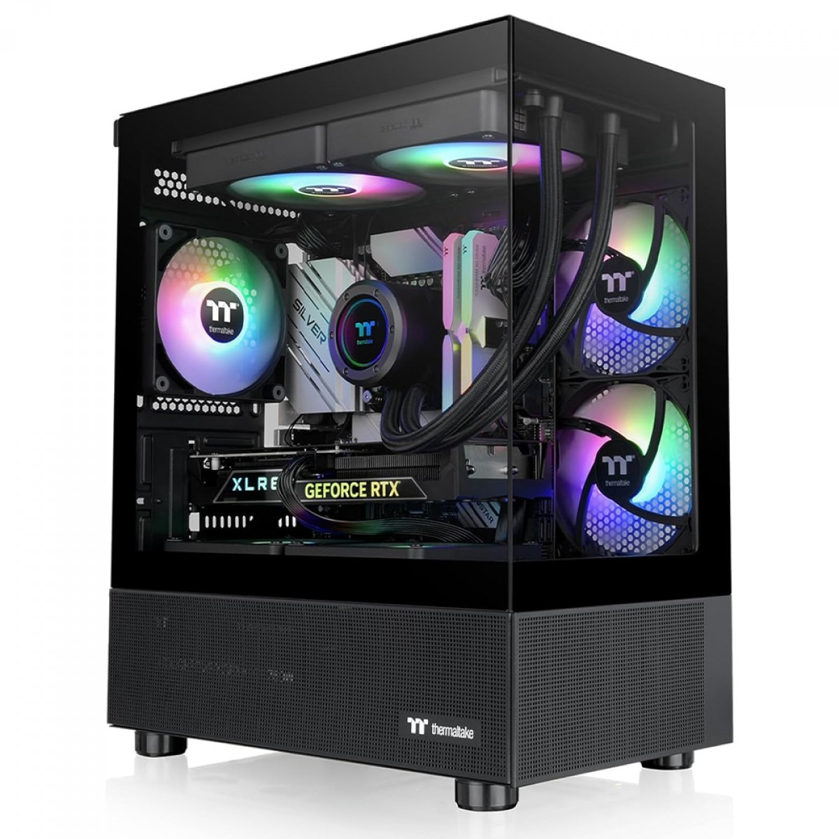 Gabinete Gamer Thermaltake View 170 Tg, Mid-Tower, ARGB, Vidro MATX, sem Fonte, com 3 Fans, Preto