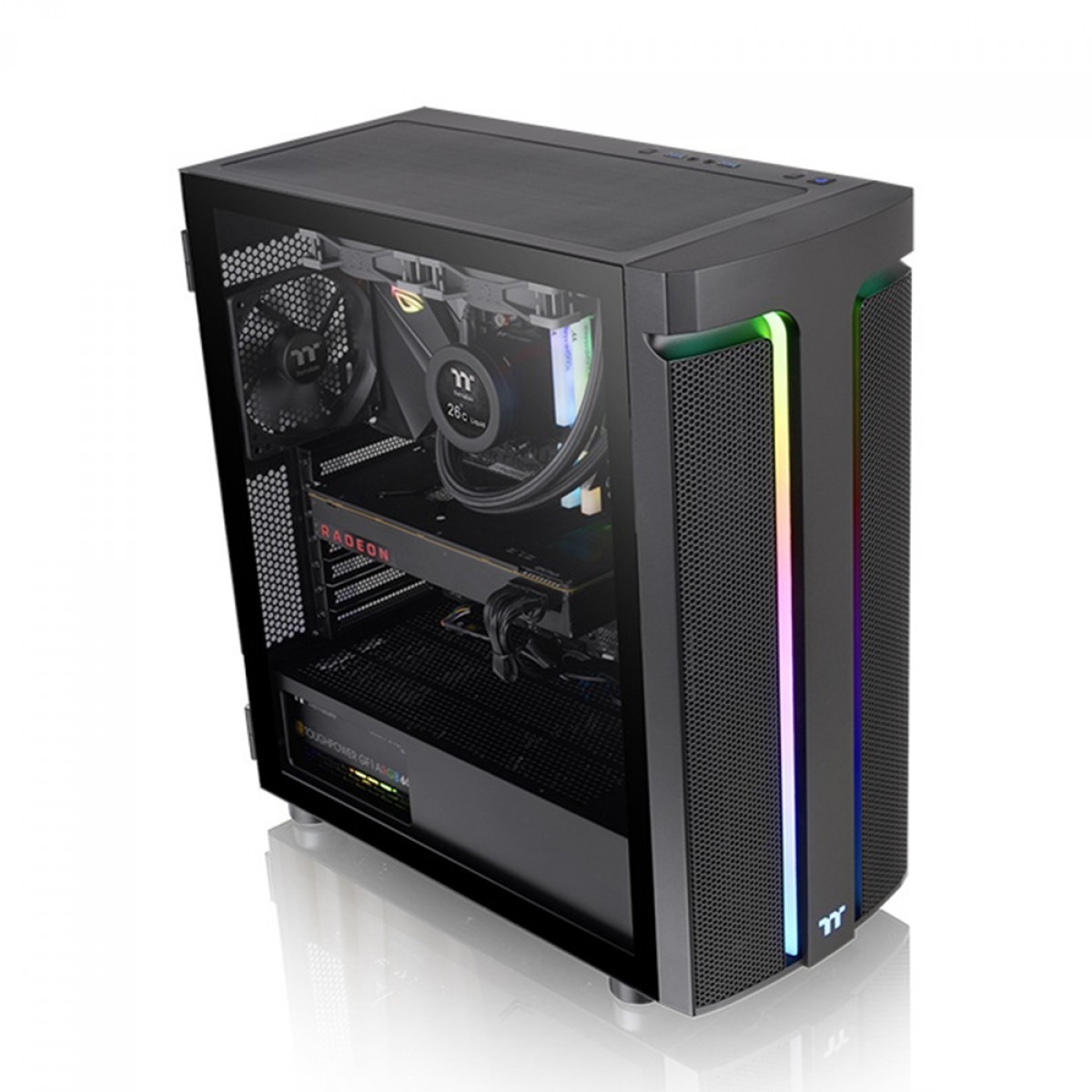 Gabinete Gamer Thermaltake H590 Tg, ARGB, Mid-Tower, Vidro Temperado, e-ATX, sem Fonte, com 2 Fans