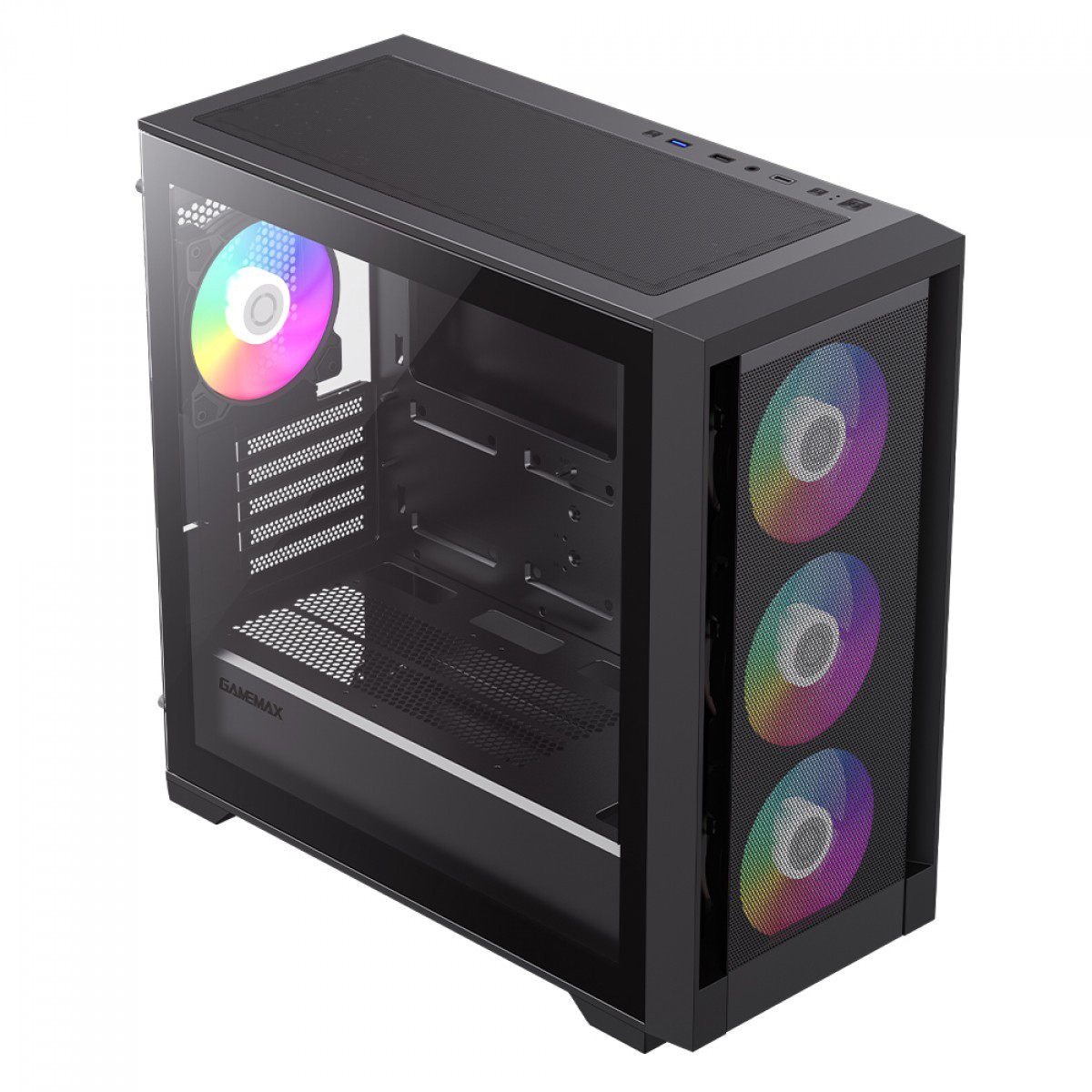 Gabinete Gamer Gamemax Defender, Vidro Temperado, Mid-Tower M-Atx/mini-ITX, sem Fonte sem Fans - Preto