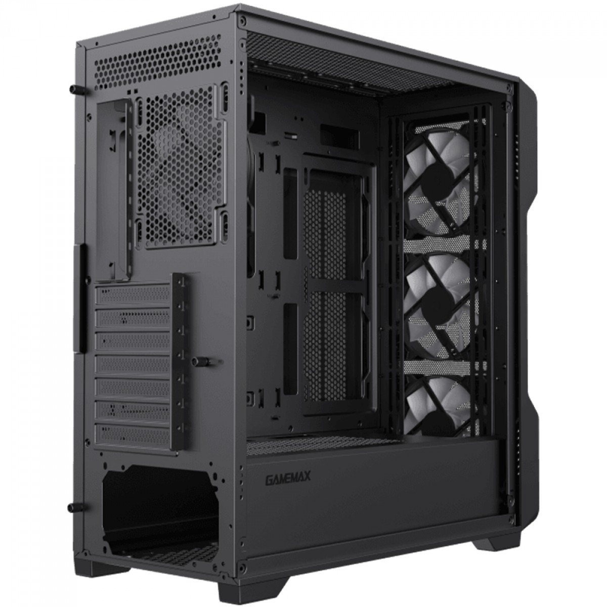 Gabinete Gamer ATX Gamemax Siege, Mid-Tower, Lateral Vidro, sem Fans sem Fonte - Preto