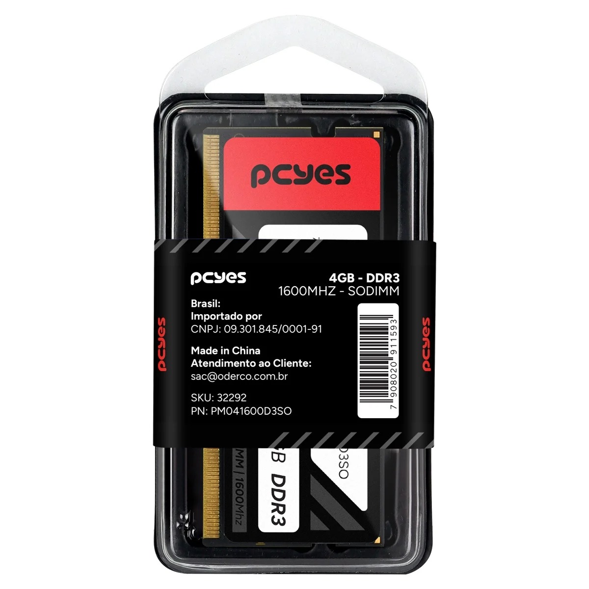 Memória 4GB DDR3 1600MHz 1.5V CL11 para Notebook - PCYes