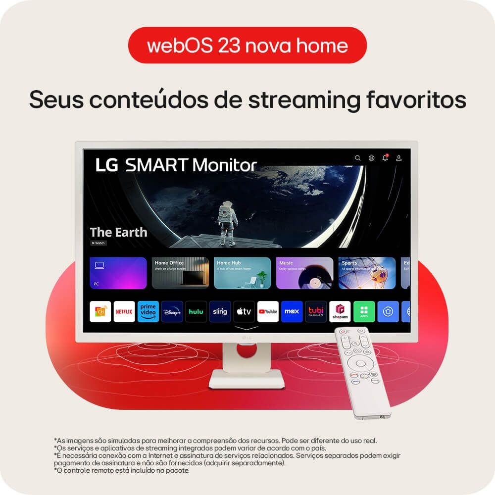 Monitor Smart LG 32" FHD IPS, webOS, Airplay 2. Screen Share, Thinq Home, Bluetooth - Branco