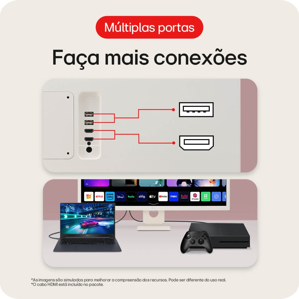 Monitor Smart LG 32" FHD IPS, webOS, Airplay 2. Screen Share, Thinq Home, Bluetooth - Branco