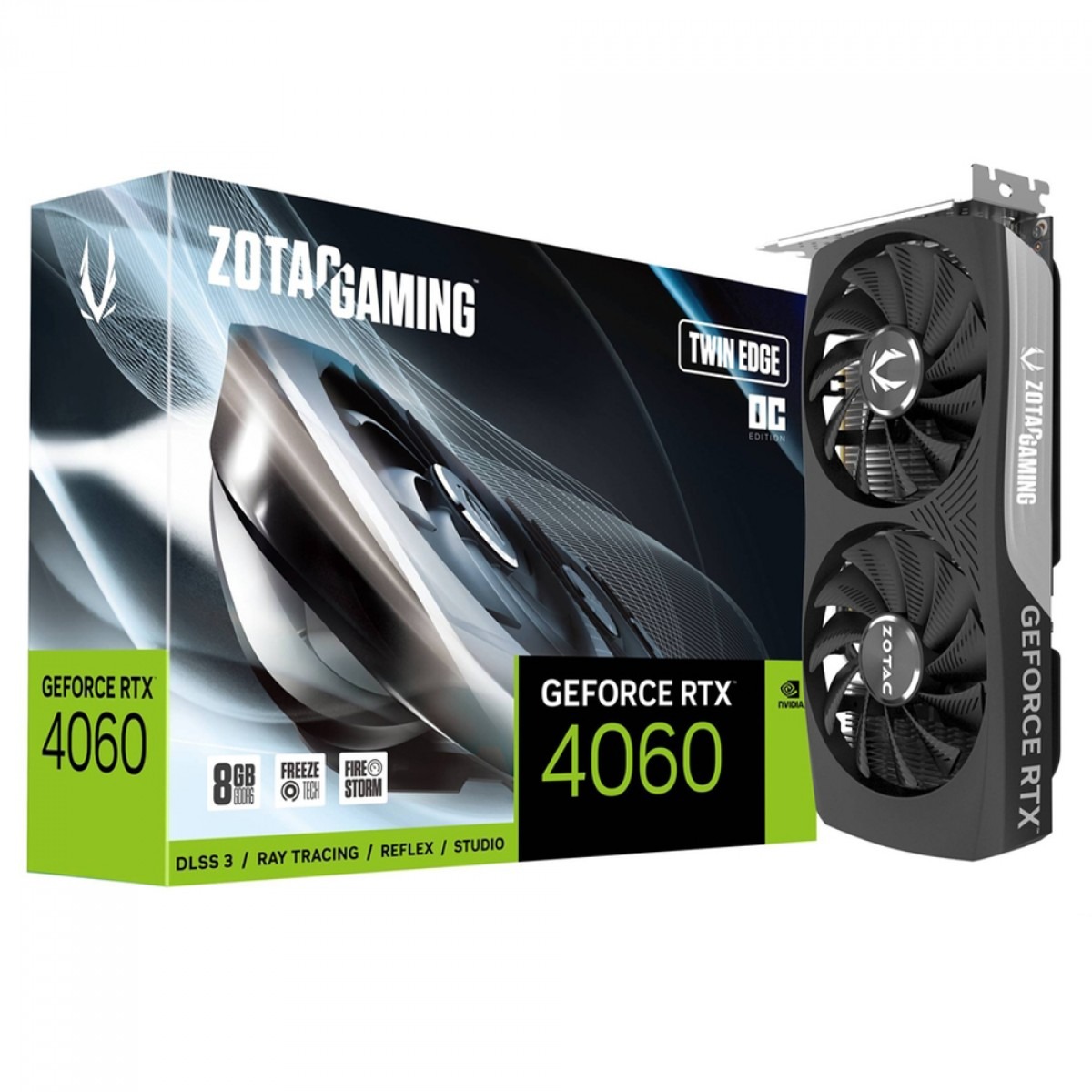 Placa de Vídeo Zotac Nvidia GeForce RTX 4060 Twin Edge OC 8GB GDDR6 Dlls Ray Tracing