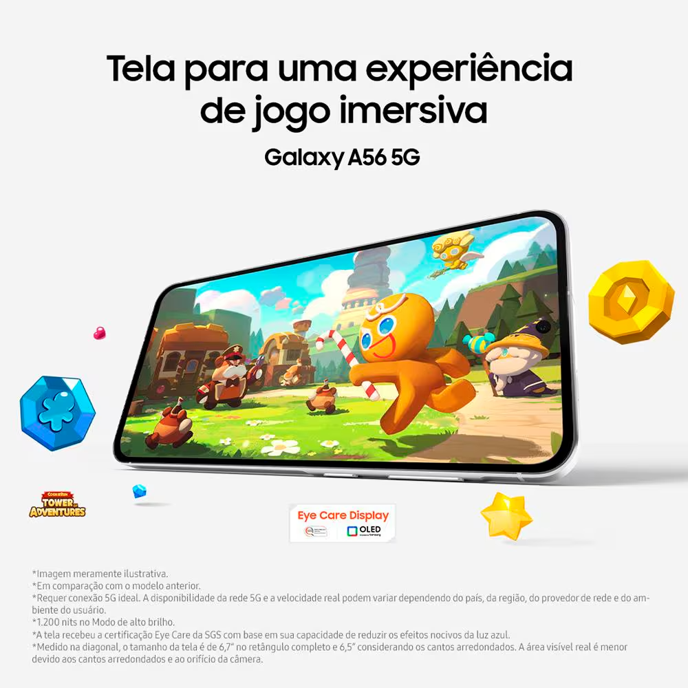 Smartphone Samsung Galaxy A56 5G, 128GB, 8GB RAM, Preto, Câmera de 50MP, Tela Super Amoled 6.7",IP67
