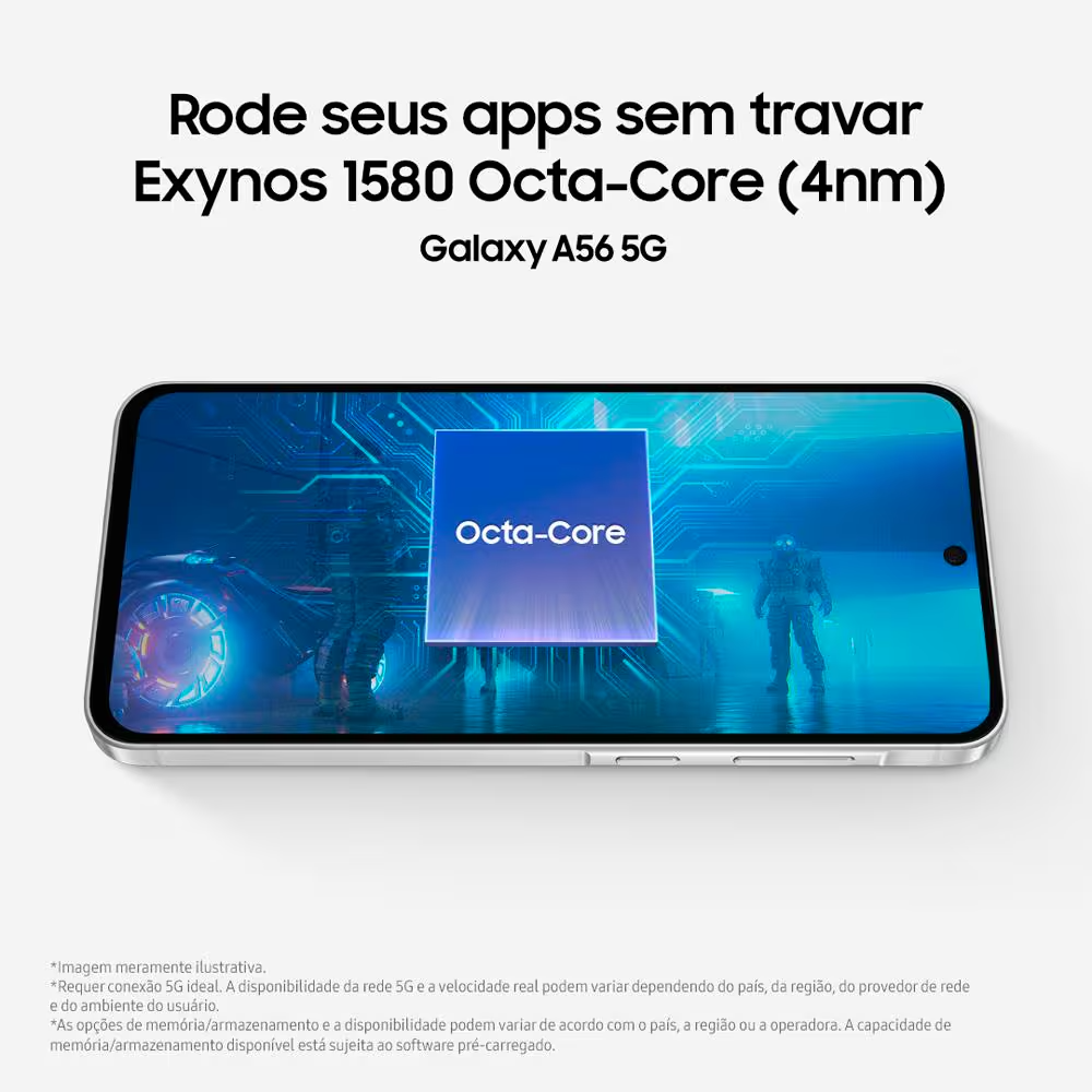 Smartphone Samsung Galaxy A56 5G, 128GB, 8GB RAM, Cinza, Câmera de 50MP, Tela Super Amoled 6.7",IP67