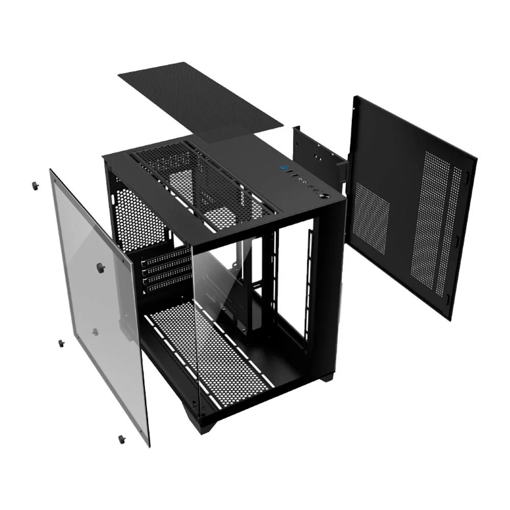 Gabinete Gamer M-ATX Hayom Mini-Tower GB1790 RGB, Lateral de Vidro com 4 Fans - Preto