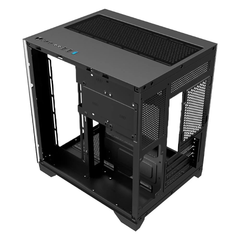 Gabinete Gamer M-ATX Hayom Mini-Tower GB1790 RGB, Lateral de Vidro com 4 Fans - Preto
