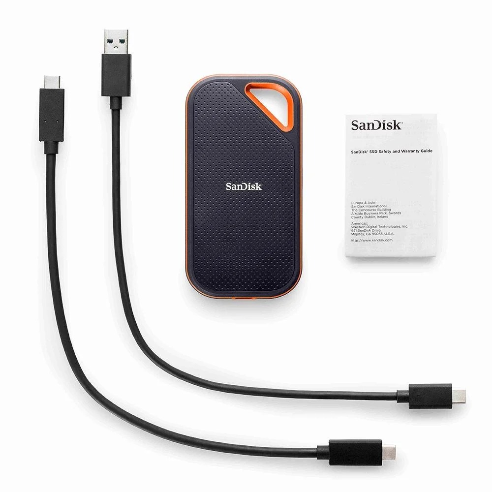 SSD Externo Portátil Sandisk Extreme Pro V2 2TB Leitura 2000MB/s Gravação 2000MB/s USB 3.2/USB-C