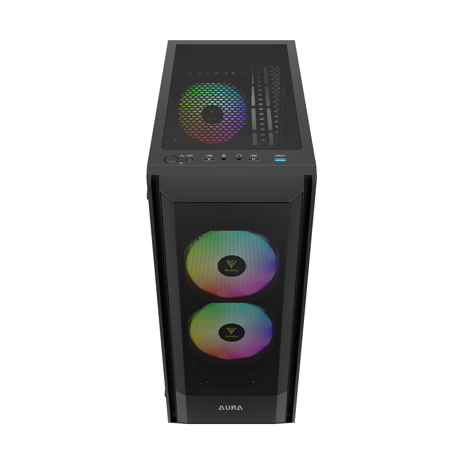 Gabinete Gamer Gamdias ATX Aura GC6 Elite ARGB, Vidro Temperado, Mid-Tower, com 3 Fans - Preto