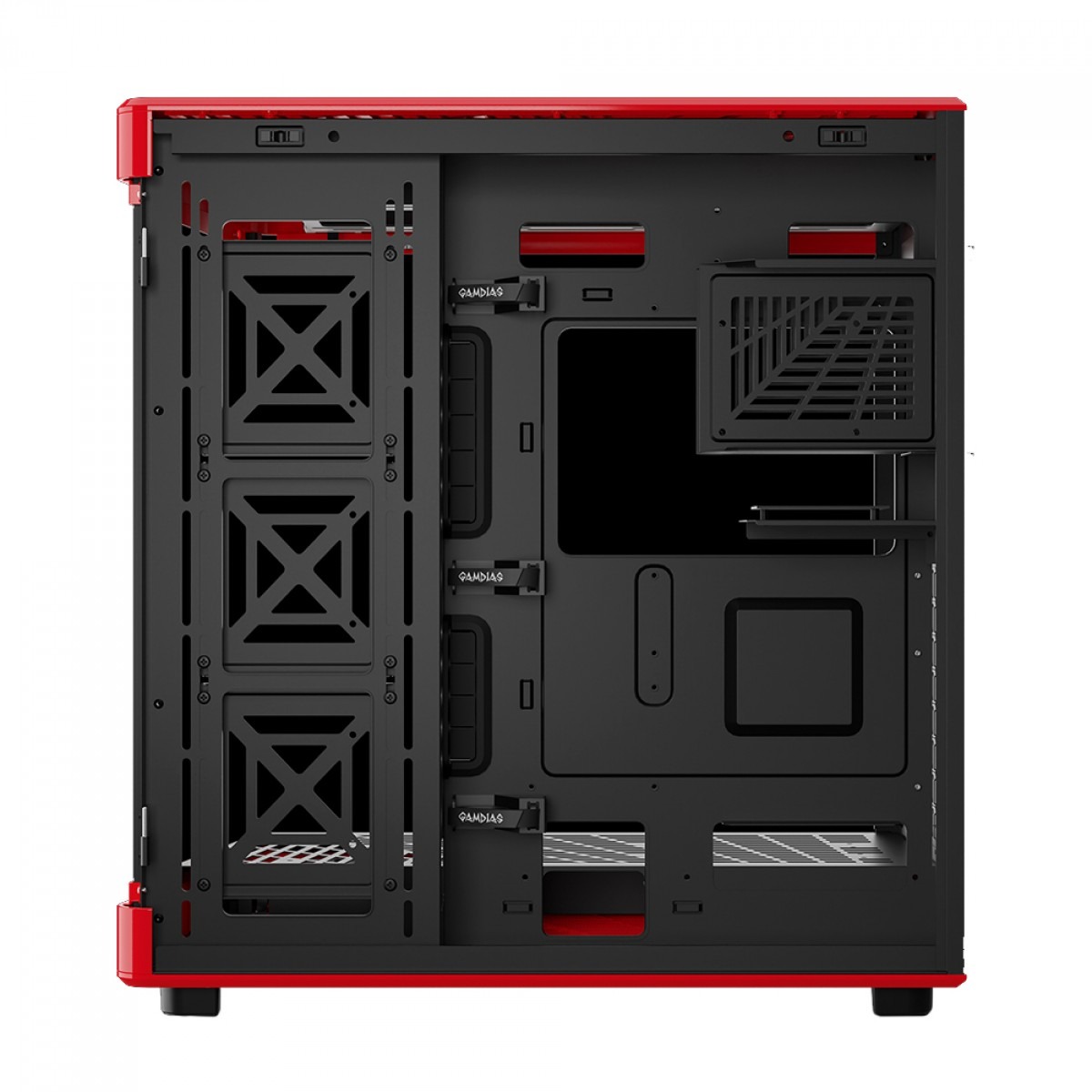 Gabinete Gamer ATX Gamdias Neso P1 Br, Full-Tower, Vidro Temperado, sem Fans - Preto/Vermelho