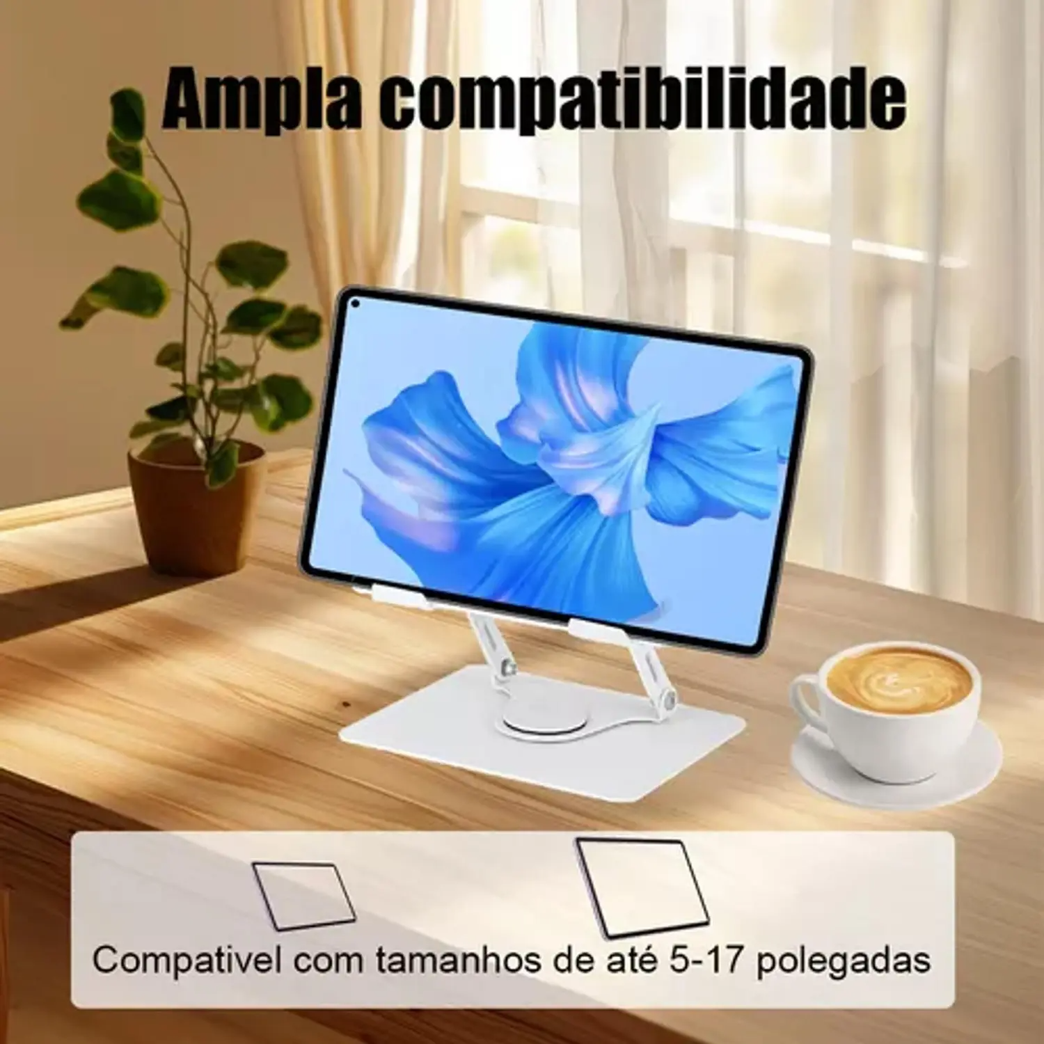 Suporte Mesa para Notebook Regulável Postura 360° com Cooler, Cor Branco, GV Cabos