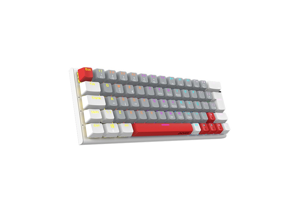 Teclado Gamer Mecânico 60% PCYes Kuromori White Ghost, Switch Blue, LED Rainbow, Branco