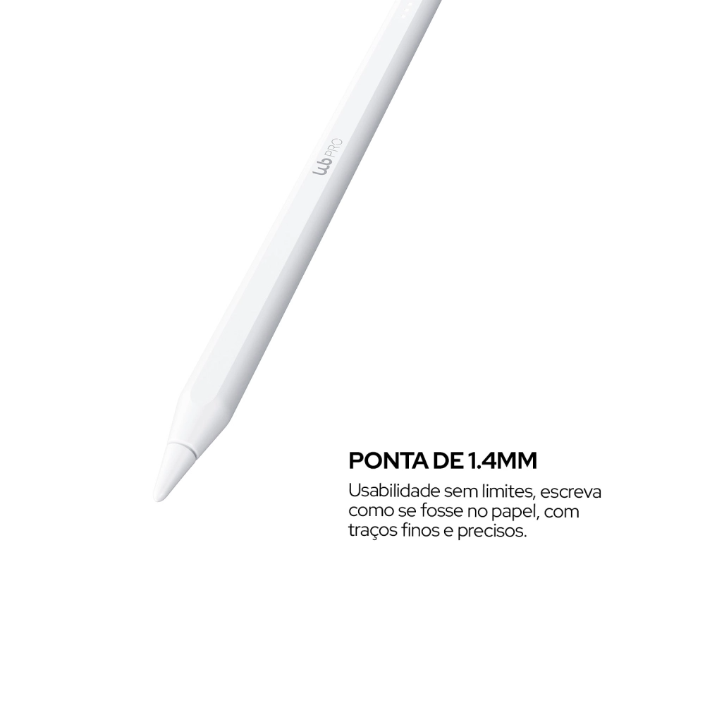 Caneta Pencil Pro Wb para iPad Branca com Palm Rejection e Sensor de Ângulo com Estojo Cinza