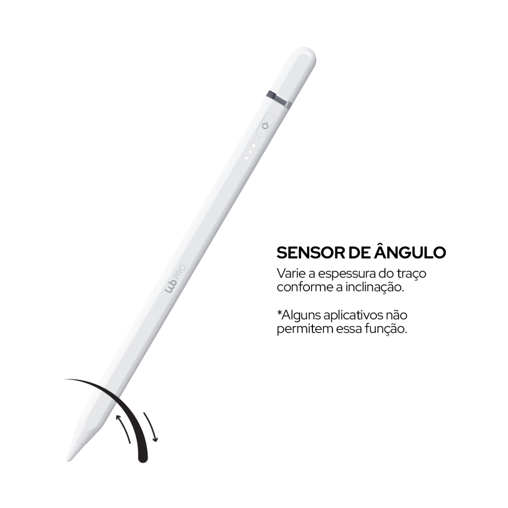 Caneta Pencil Pro Wb para iPad Branca com Palm Rejection e Sensor de Ângulo com Estojo Cinza