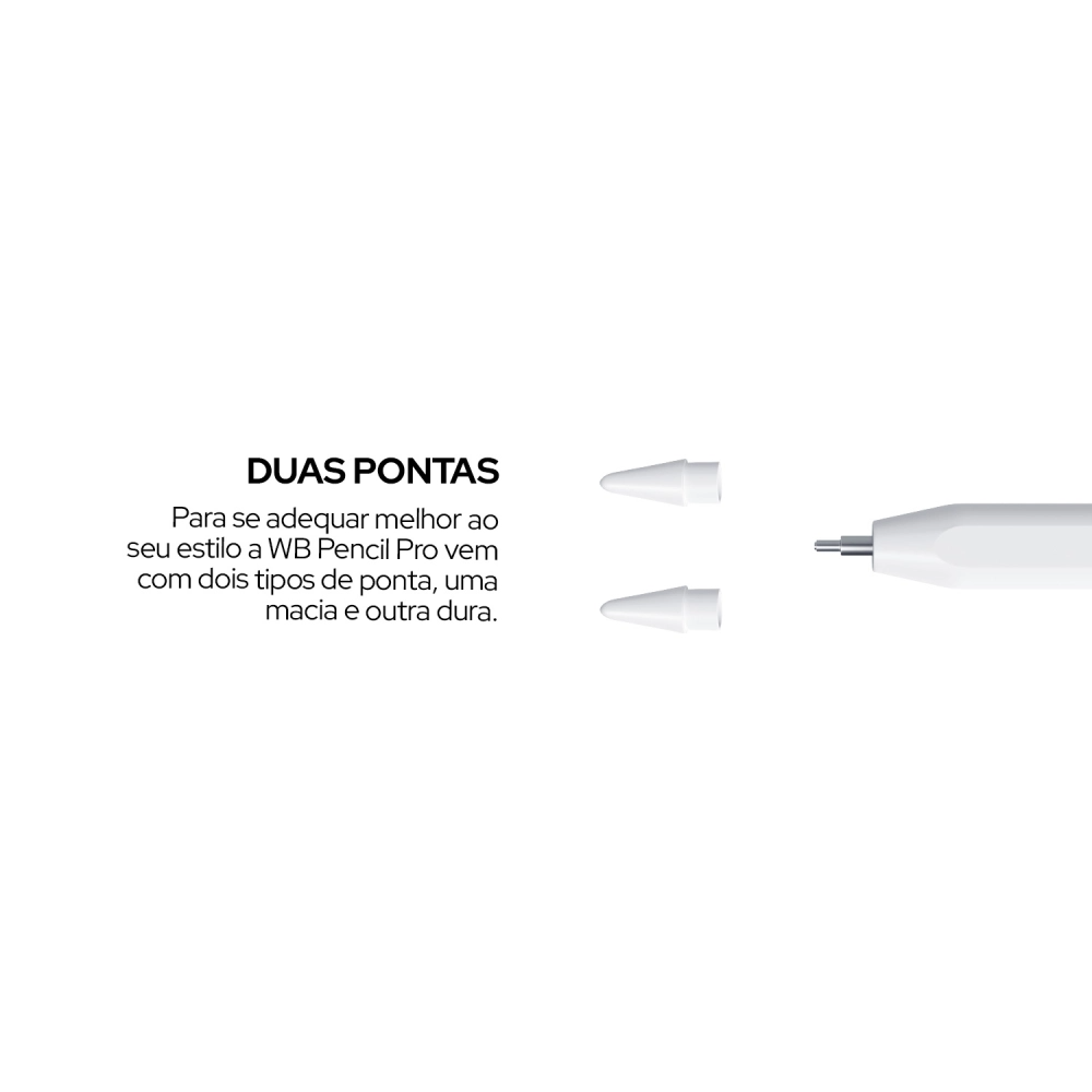 Caneta Pencil Pro Wb para iPad Branca com Palm Rejection e Sensor de Ângulo com Estojo Cinza