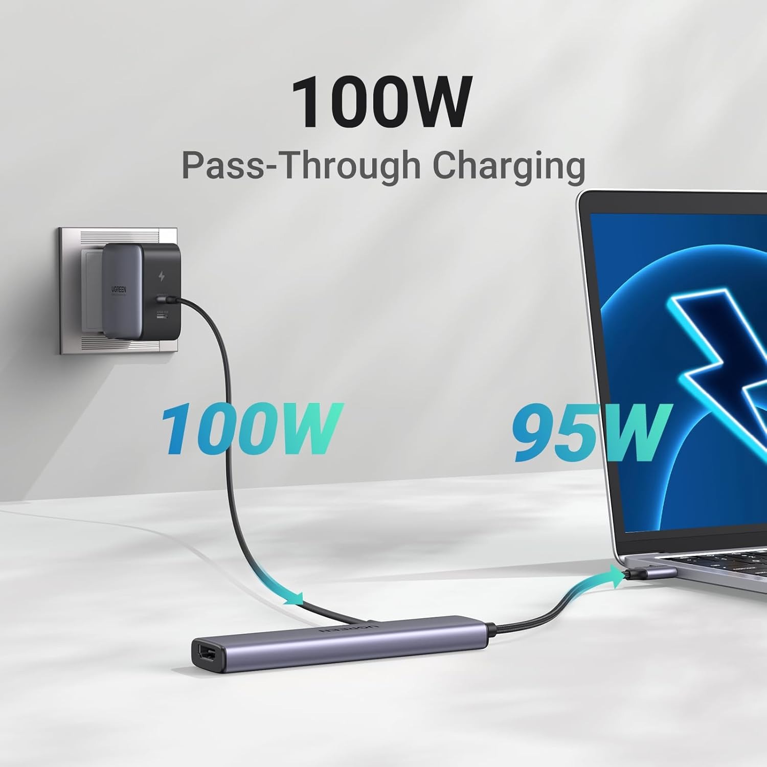 Hub 5 em 1 UGREEN USB-C para 3x USB 3.0 + HDMI 4K@30HZ + PD
