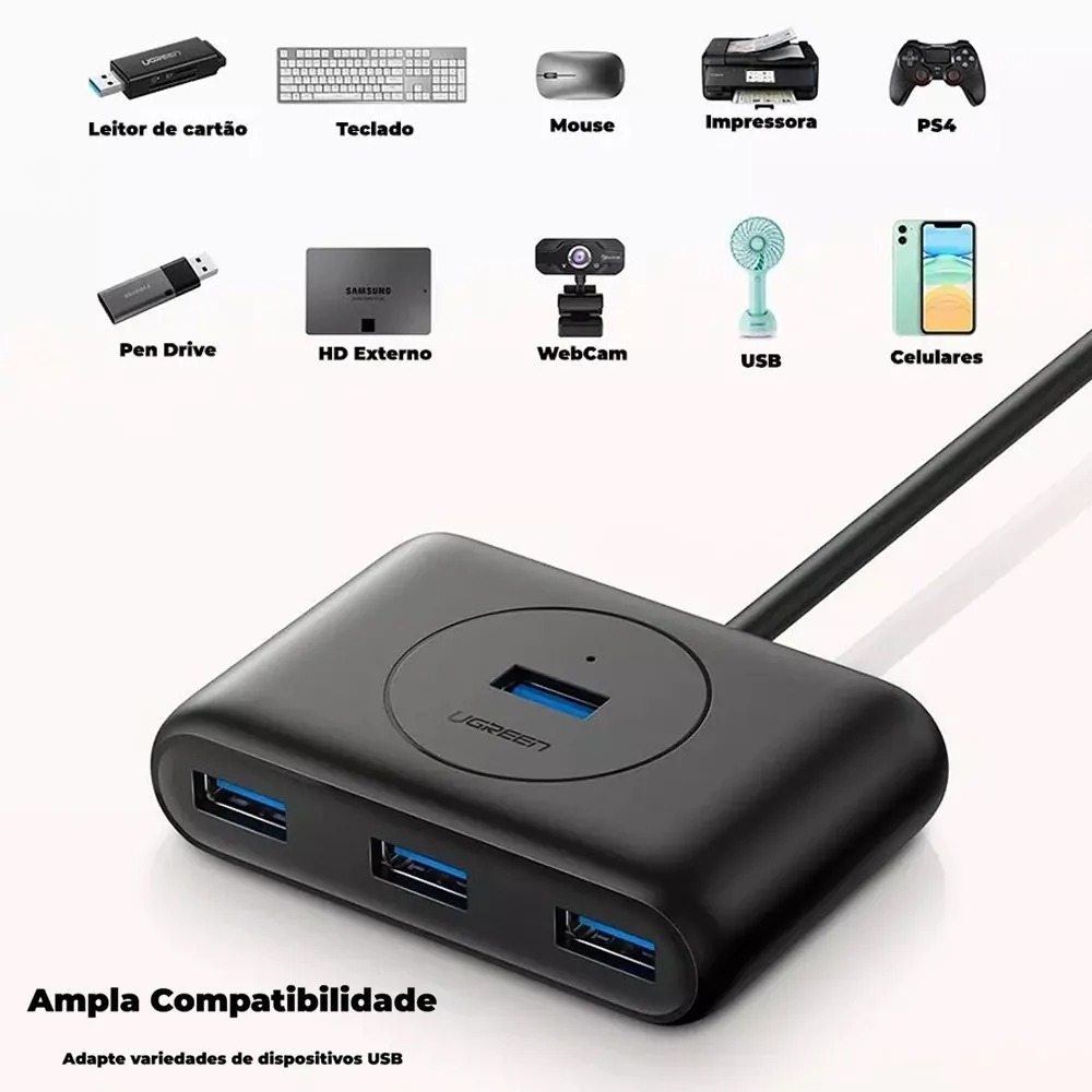 Hub Adaptador USB 3.0 UGREEN para 4x USB - 1 Metro