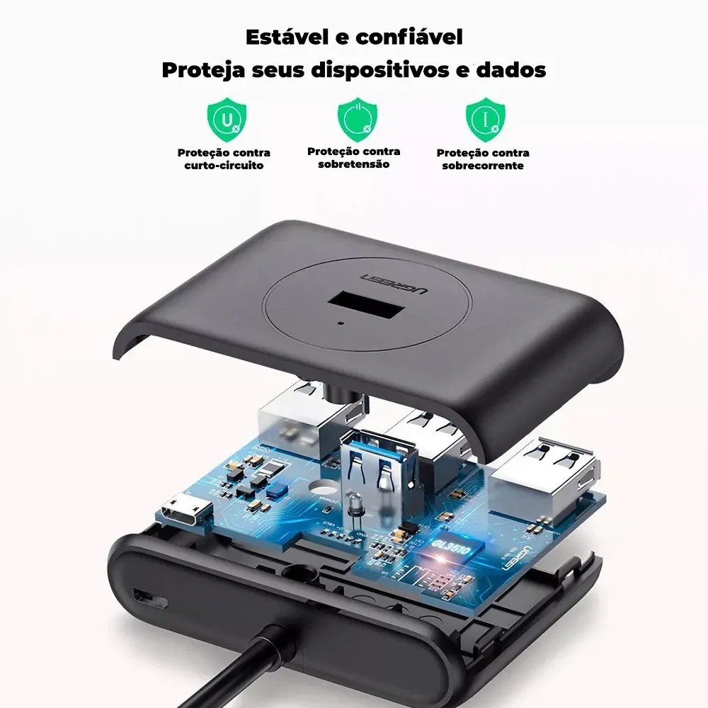Hub Adaptador USB 3.0 UGREEN para 4x USB - 1 Metro