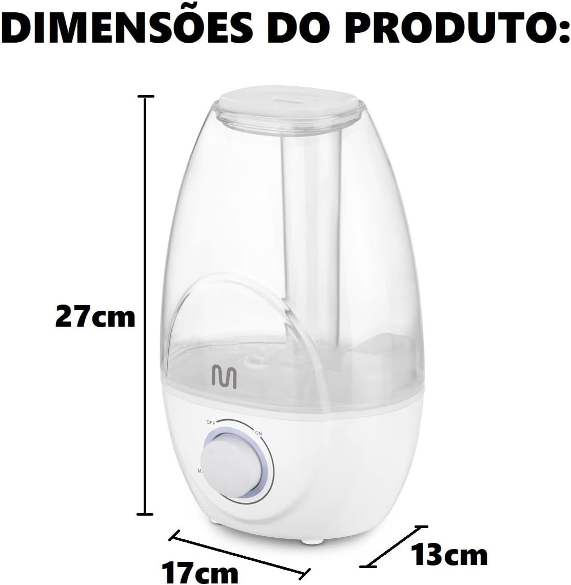 Umidificador de Ar Multi Clear Tank 2,1 Litros Compativel com Oleos Essenciais Bivolt Automático