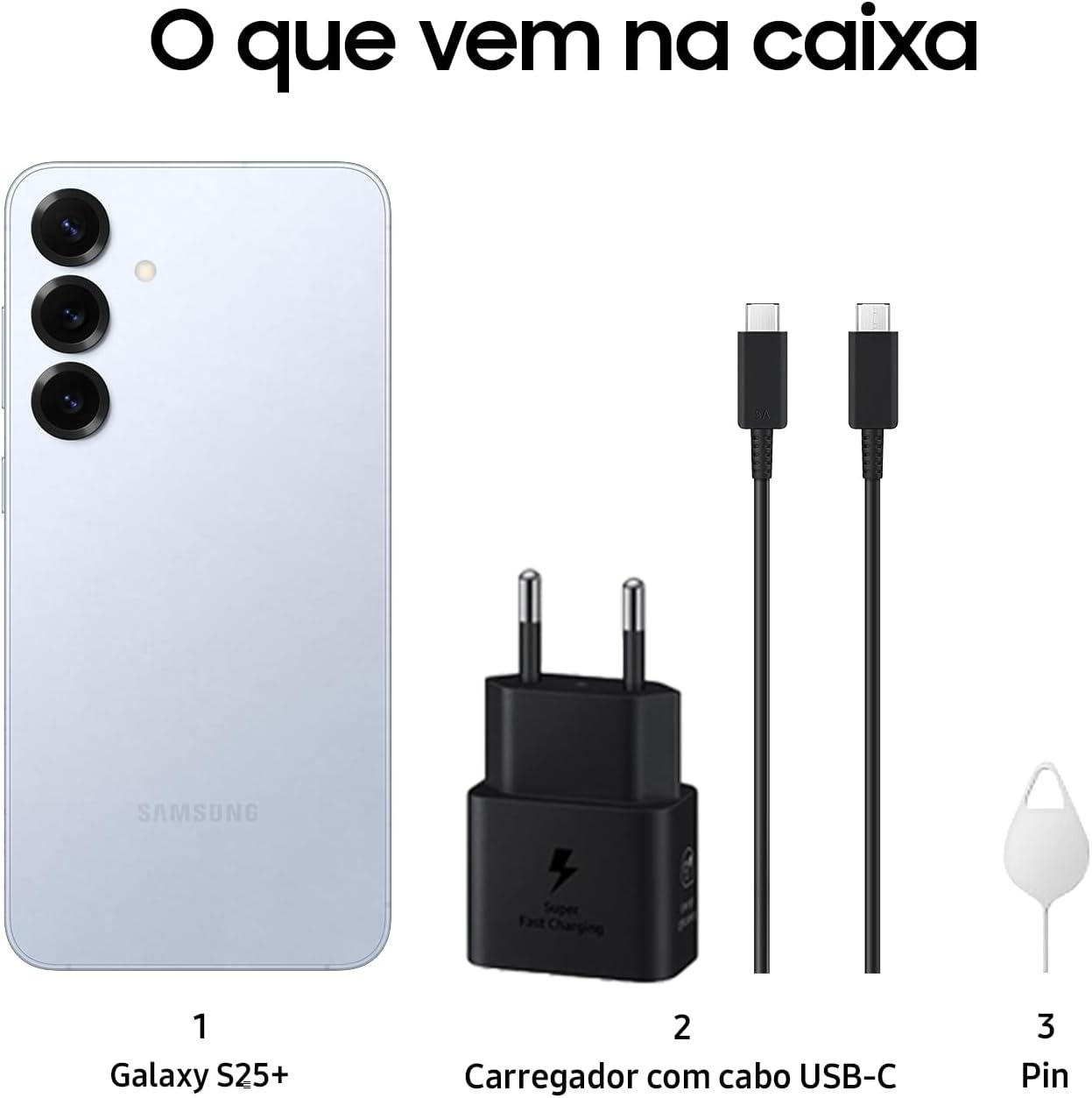 Smartphone Samsung Galaxy S25+ 5G Azul, 256GB, 12GB de RAM, Tela Amoled 6.7" QHD+ 120Hz