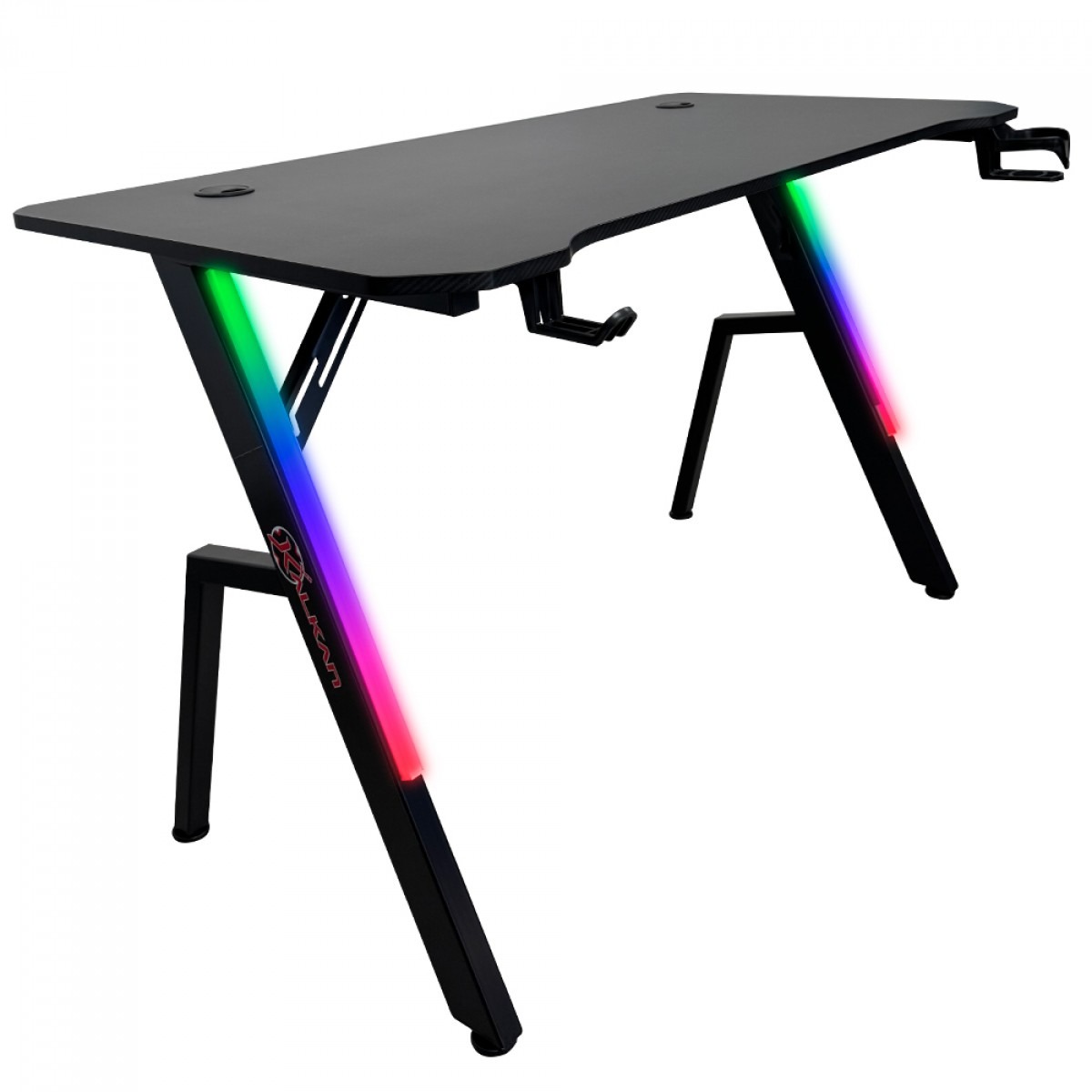 Mesa Gamer Kalkan Illumi RGB, Inclinável, 1,20m, com Suporte para Headset e Copo - Preta