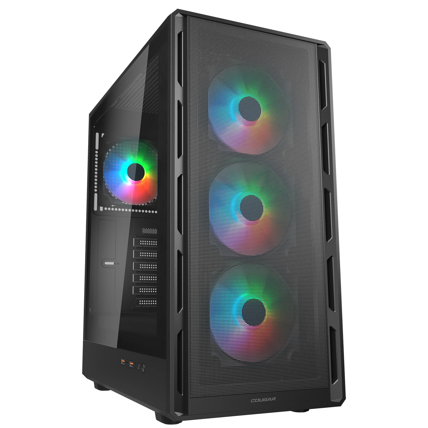 Gabinete Gamer Mid Tower Cougar Airface Pute RGB Preto com 4 Fans - 382GA50.0001