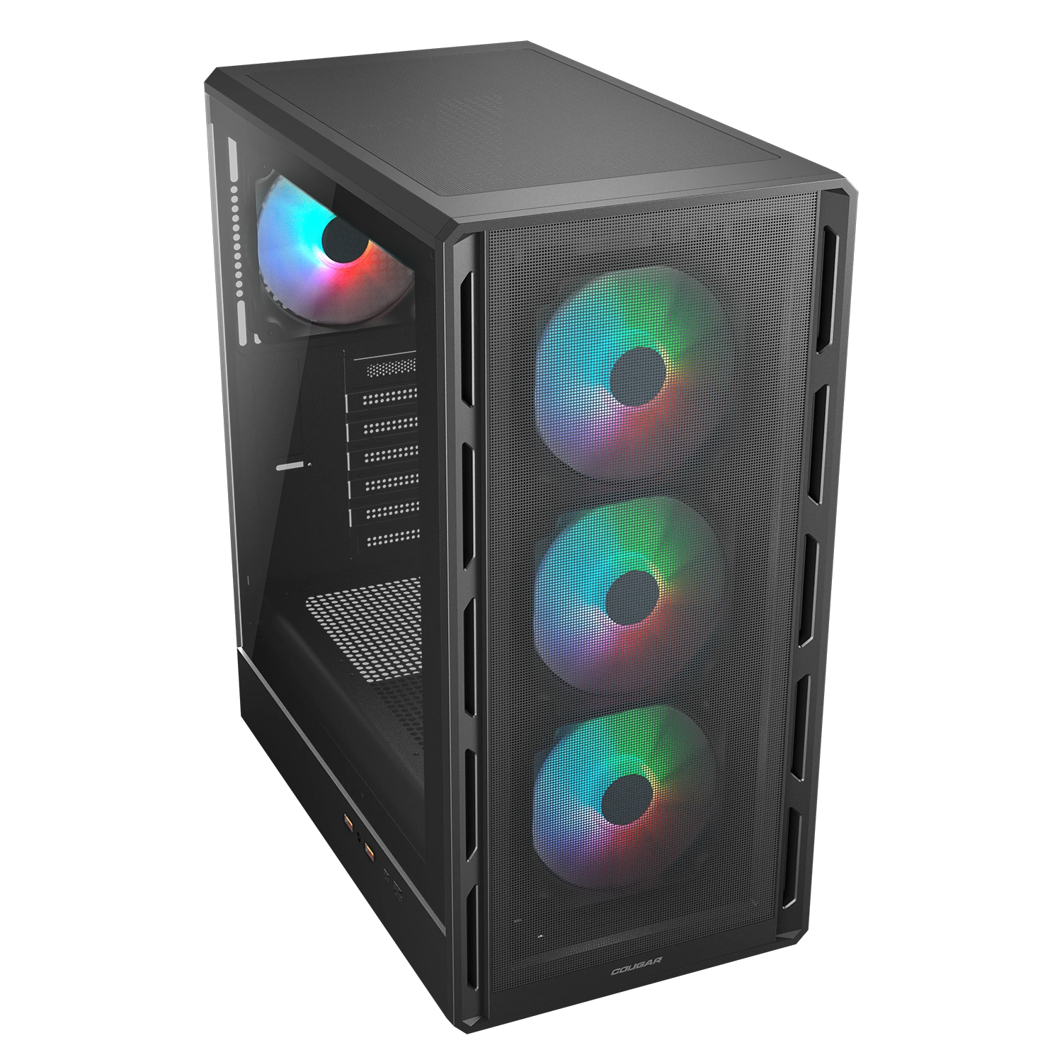 Gabinete Gamer Mid Tower Cougar Airface Pute RGB Preto com 4 Fans - 382GA50.0001