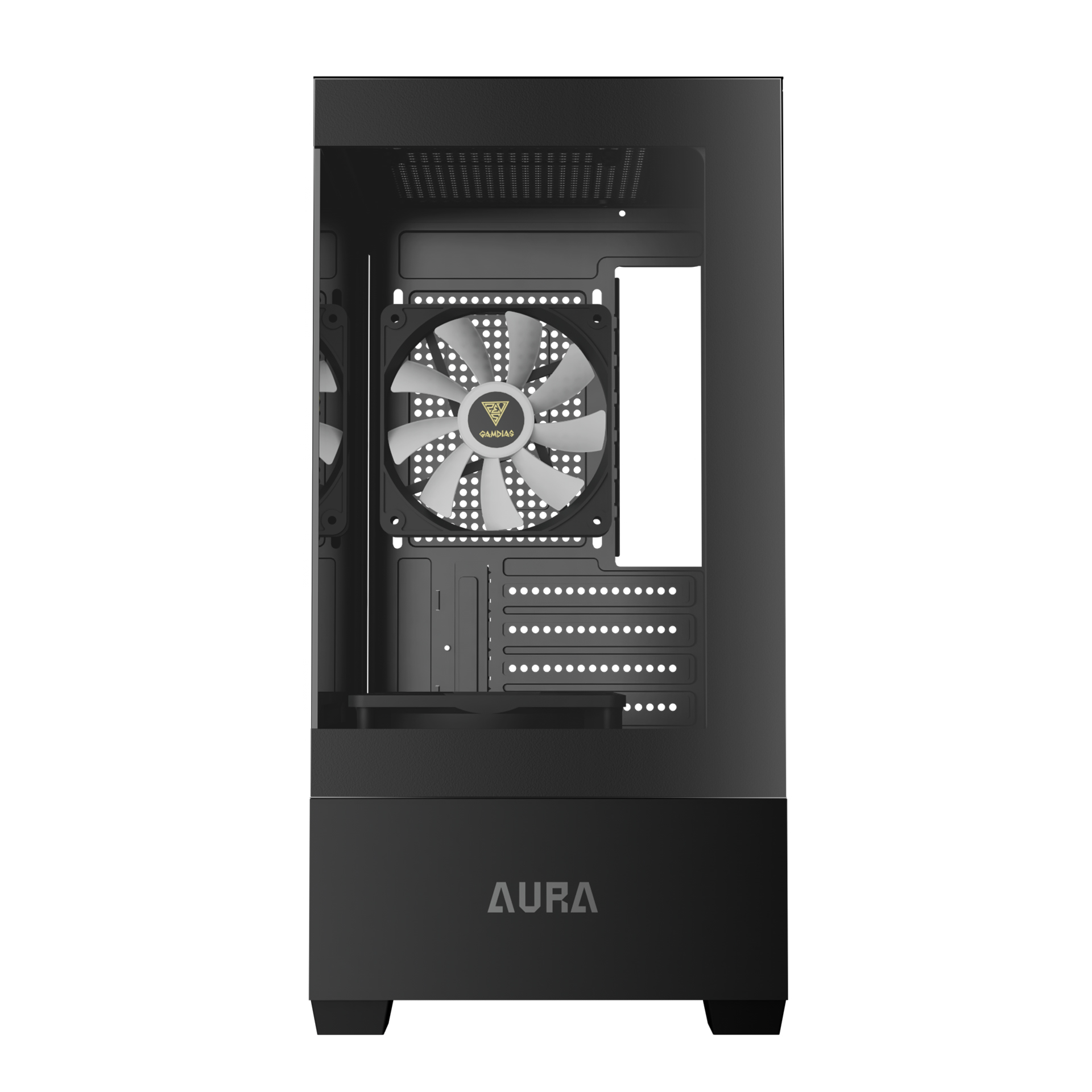 Gabinete Gamer Micro ATX Gandias Aura GC9M Elite Vidro Temperado sem Fonte com 3 Fans - Preto