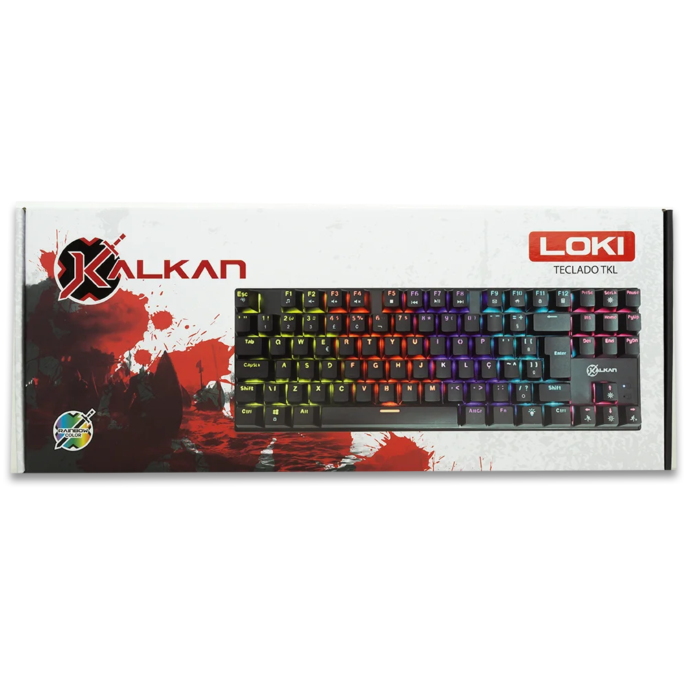 Teclado Gamer Mecânico Kalkan Loki Tkl 75% RGB Switches Yh Marrom USB Tipo C Preto - KLK00014