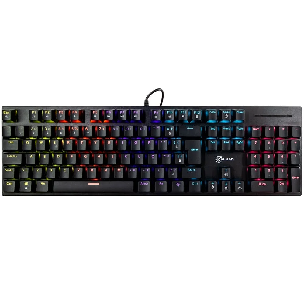 Teclado Gamer Mecânico Kalkan Loki 100% RGB Switches Yh Marrom USB ABNT2 Preto - KLK00013
