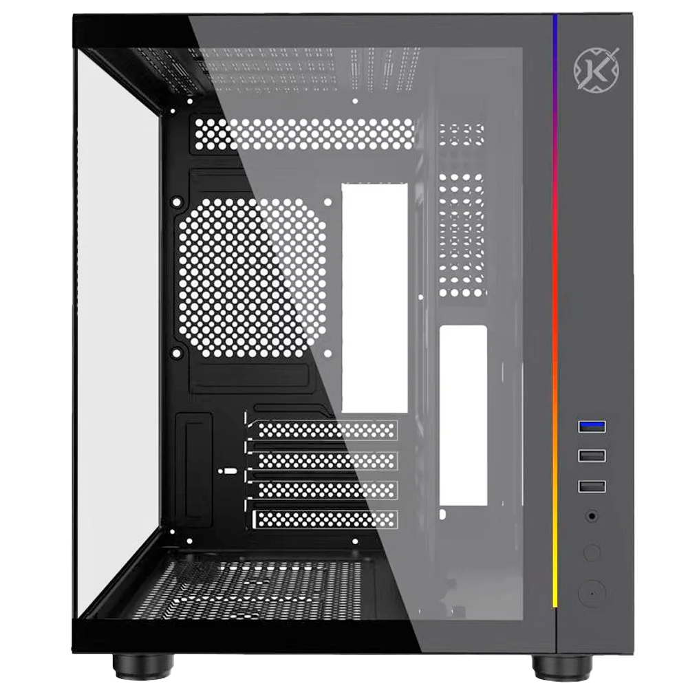 Gabinete Gamer Kalkan Midgard Mini Tower Micro ATX Vidro Temperado sem Fonte sem Fan Preto