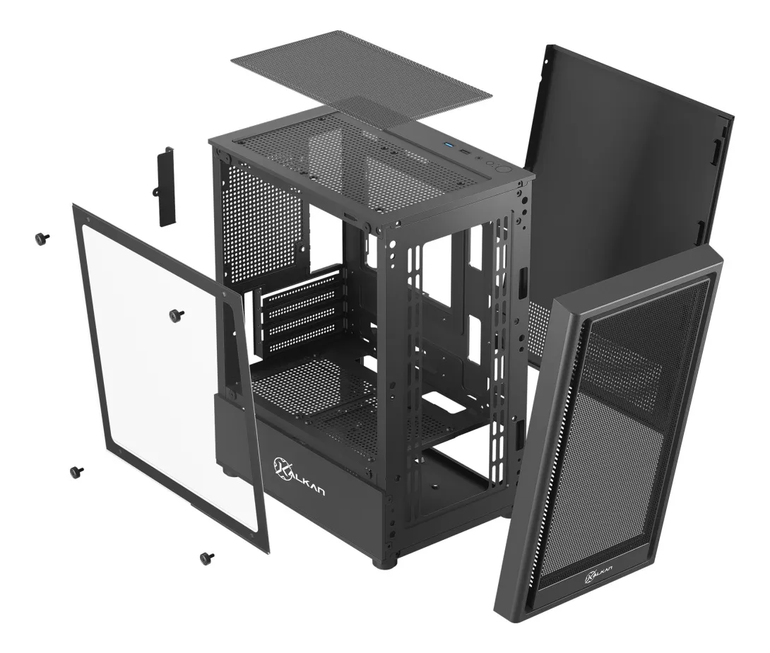 Gabinete Gamer Kalkan Versir Flow Micro ATX Vidro Temperado sem Fonte sem Fan Preto