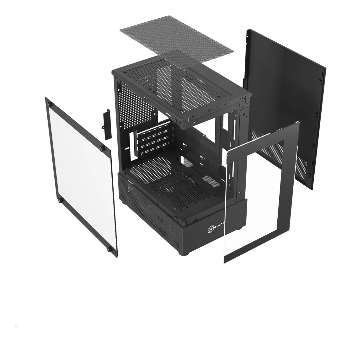 Gabinete Gamer Hakon Micro ATX Vidro Temperado Duplo sem Fonte sem Fan Preto
