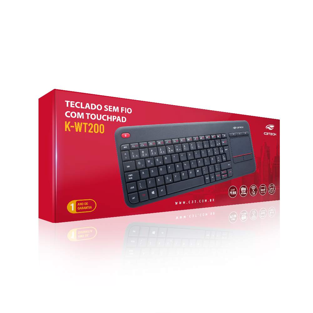 Teclado sem Fio com Touchpad para TV C3 Tech - Preto