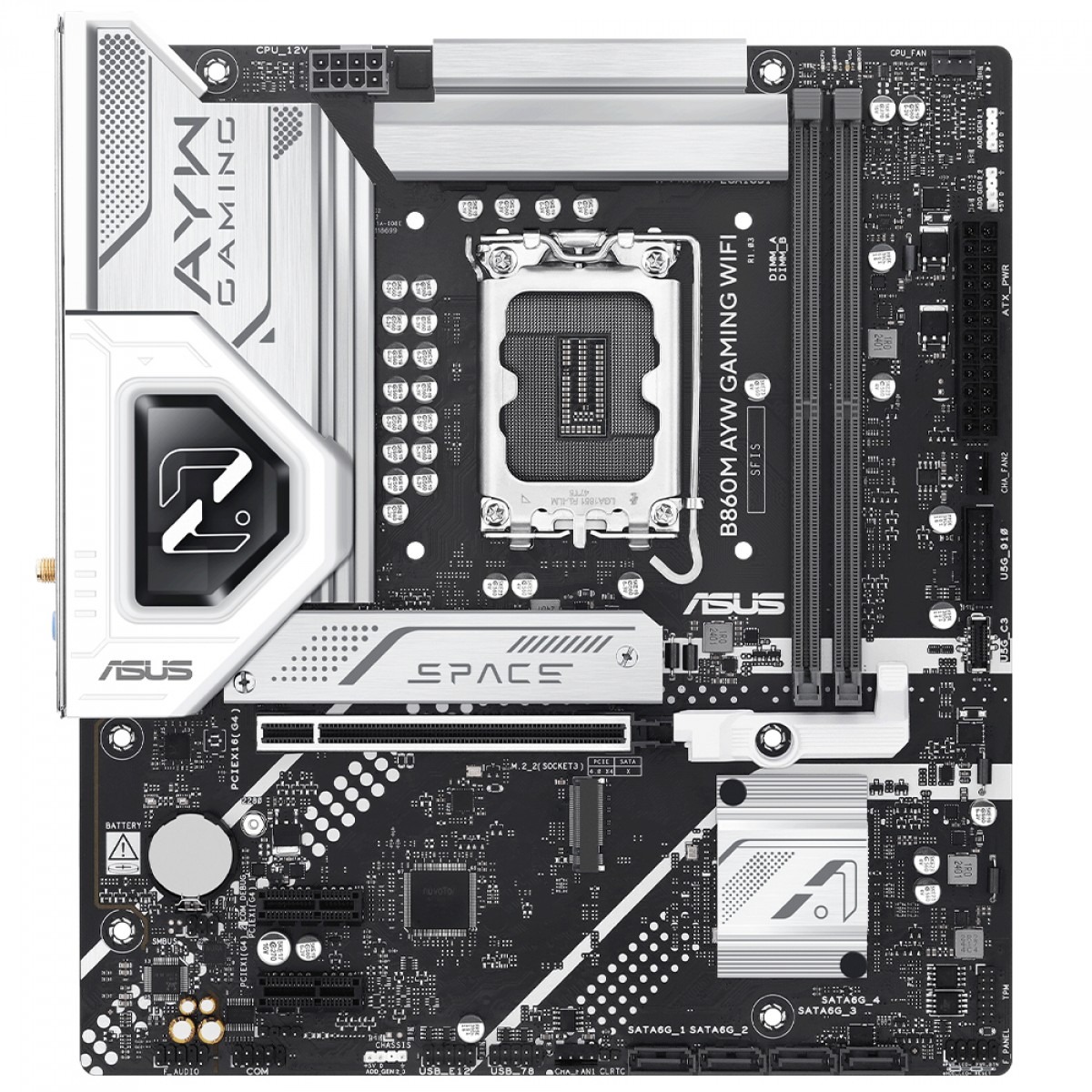 Placa Mãe ASUS B860M LGA 1851, Ayw Gaming Wi-Fi, MATX, DDR5, M.2, Support Intel Core Ultra