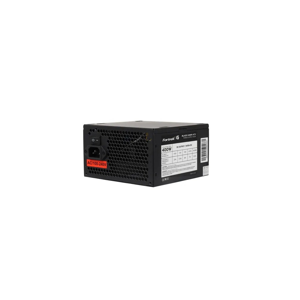 Fonte Gamer ATX 400W Fortrek Black Hawk 80 Plus White PFC Ativo, Preto