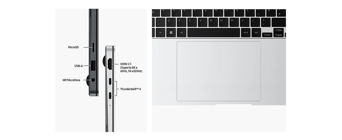 Notebook Samsung Galaxy BOOK4 Pro Intel Core Ultra 5 155H 16GB 512GB SSD 14", Touch Windows 11 Home