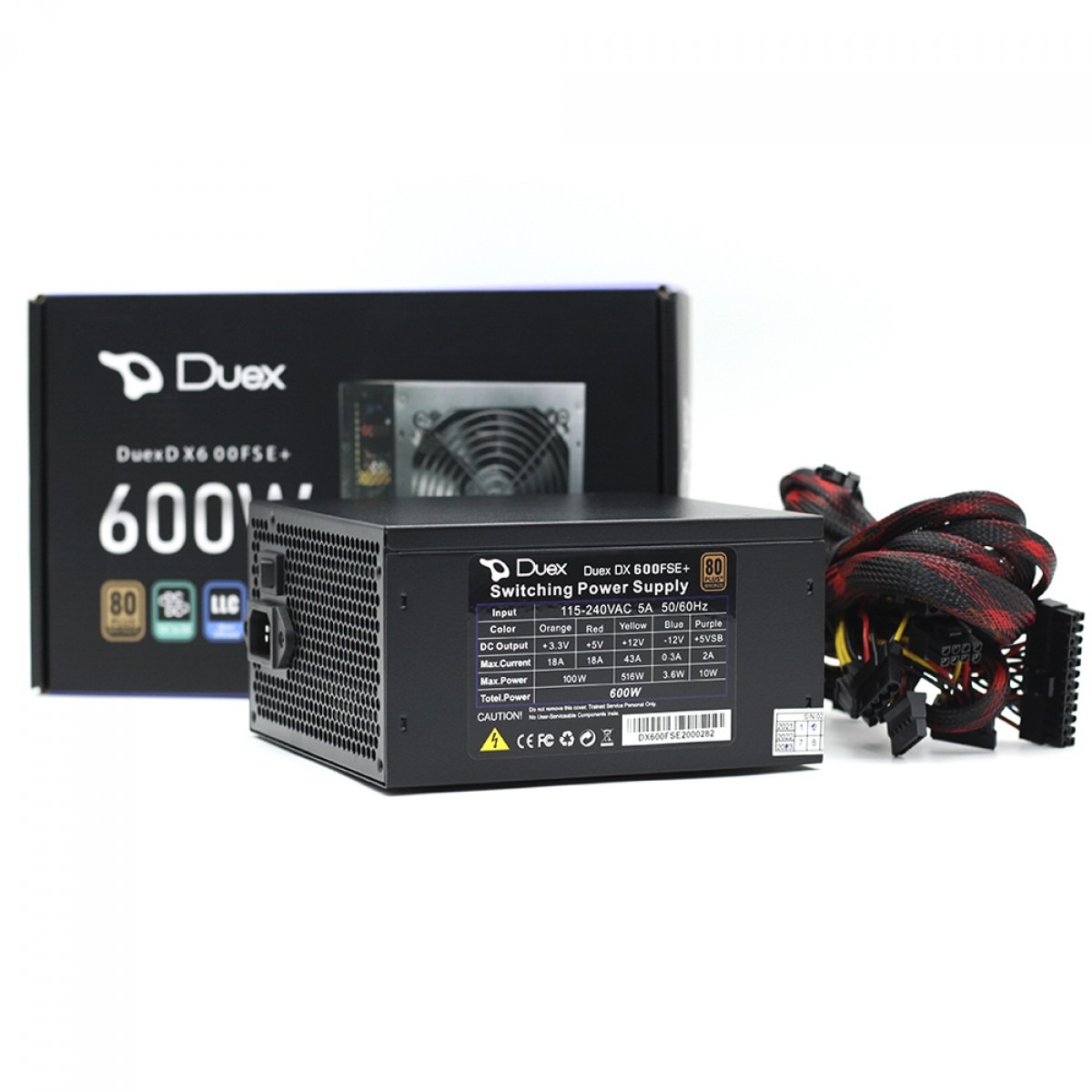 Fonte Duex 600FSE+, 600W, 80 Plus Bronze, PFC Ativo, Dx 600FSE+