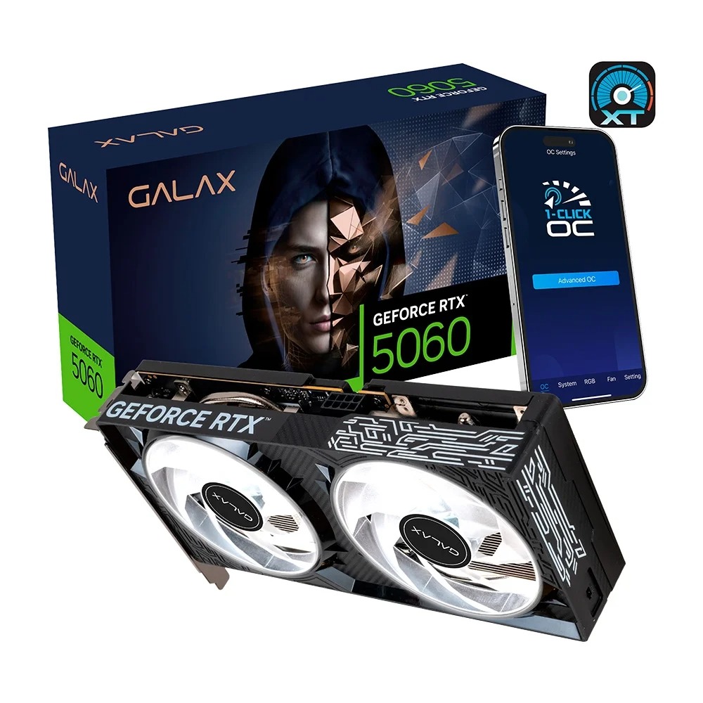 Placa de Vídeo Galax Nvidia GeForce RTX 5060 1-CLICK OC Teclab Lite 8GB GDDR7 128-BITS Ray Tracing