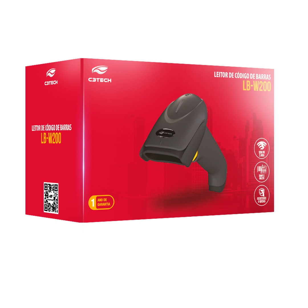 Leitor Código de Barras 1D sem Fio LB-W200BK V3 - C3Tech