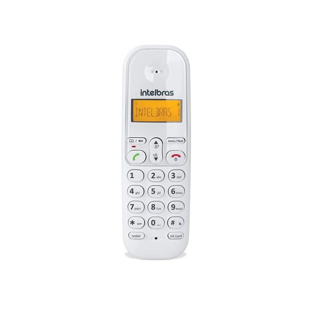 Telefone sem Fio Intelbras TS 3110 Branco e Vermelho, Display Luminoso, Identificador de Chamadas