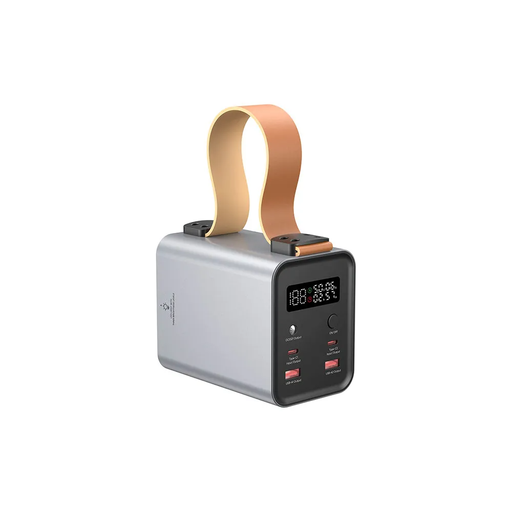 Power Bank Hrebos 60000 mAh, Potência 100W, Conexões Tipo C e USB, Display Digital - PB-996 Cinza Metálico