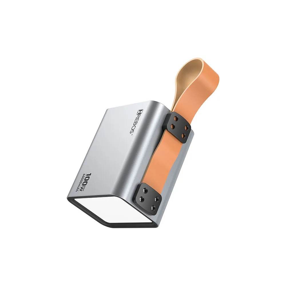 Power Bank Hrebos 60000 mAh, Potência 100W, Conexões Tipo C e USB, Display Digital - PB-996 Cinza Metálico