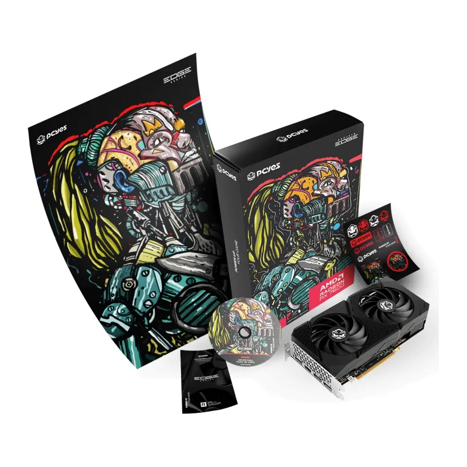Placa de Vídeo PCYES Radeon RX 7600 Edge 8GB GDDR6 128-bit PCI-E 4.0 - PVR760008GBPEDFV02