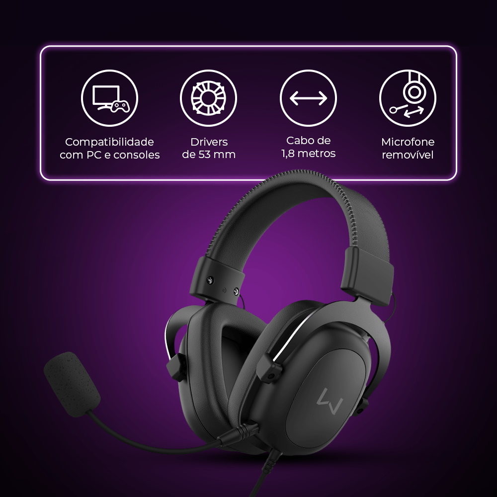 HEADSET GAMER COM FIO WARRIOR HAGEN P3 3,5MM 1,8M PRETO - PH710