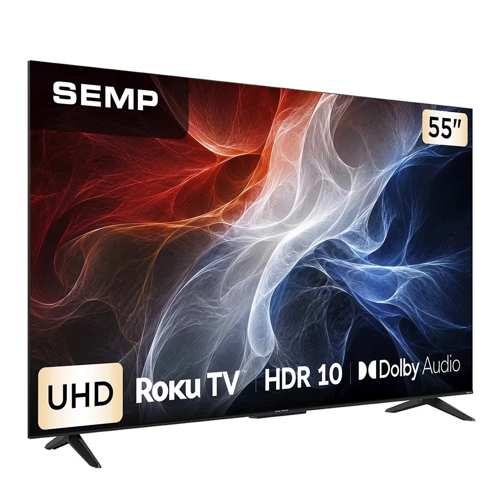 Smart TV Semp 55 Polegadas LED 4K S62R Roku TV Wi-Fi HDR10 Dolby Audio Brilho até 270 Nits 55S62R