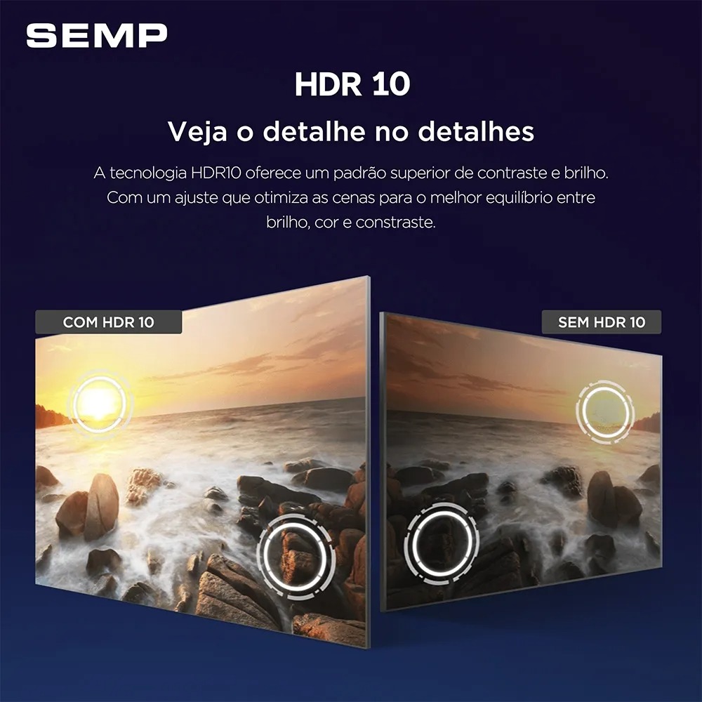 Smart TV Semp 55 Polegadas LED 4K S62R Roku TV Wi-Fi HDR10 Dolby Audio Brilho até 270 Nits 55S62R