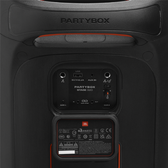 Caixa de Som JBL Partybox Stage 320 Portátil, Bluetooth, Efeito de Luzes, IPX4, 240W, JBLPBSTAGE320