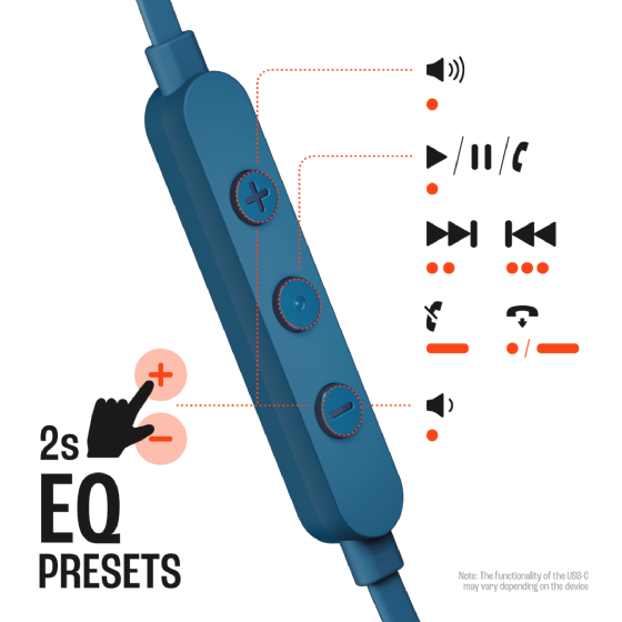 Fone de Ouvido JBL Tune 310C, Tipo C, com Microfone, Azul - JBLT310CBLU